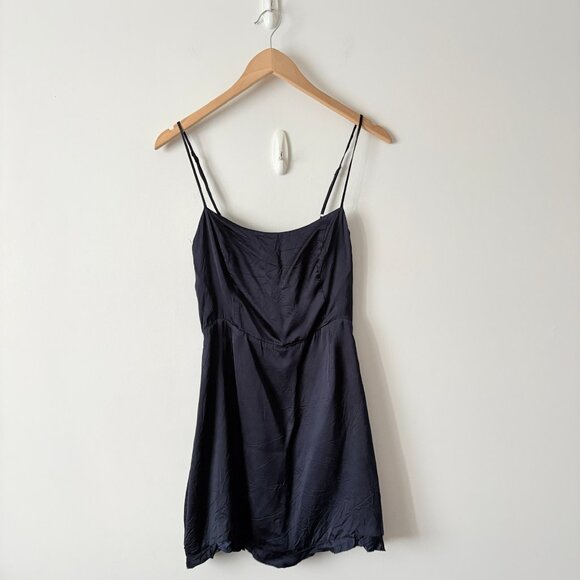 Aritzia Wilfred Skye Satin Mini Dress Navy Blue Size 4 - Picture 3 of 6